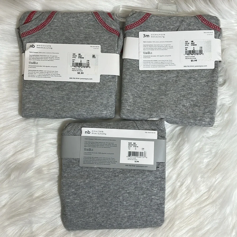 NWT Carter's Santa Holiday Christmas Gray Baby Onesies Bundle